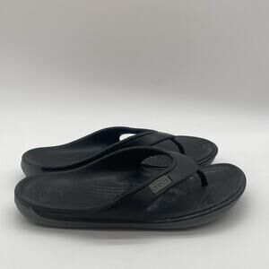 Womens Size 8 Crocs Kadee II Black Rubber Flip Flops Thong Casual Sandals